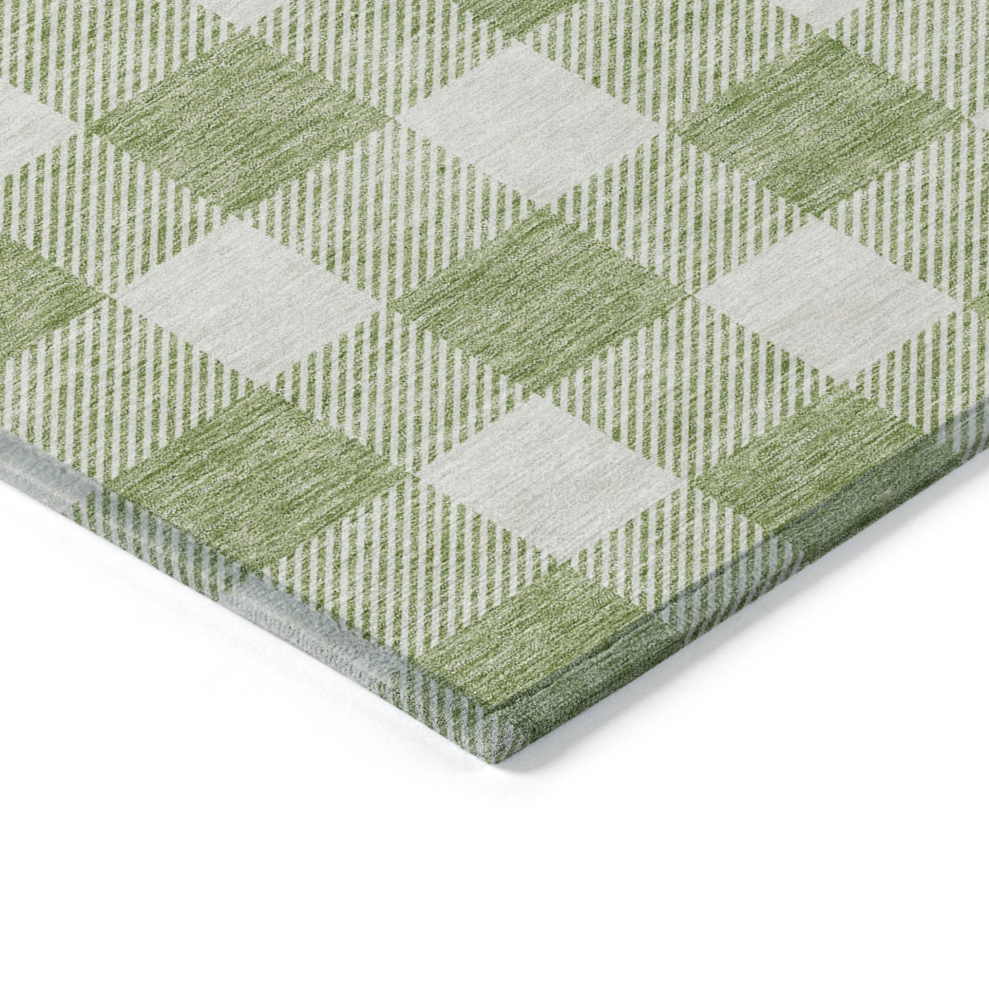 Tabselect Home Line 8' X 10' Artichoke Green And Gray Plaid Washable Indoor Outdoor Area Rug