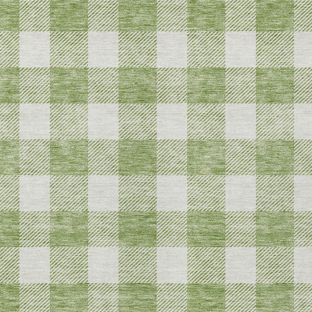 Tabselect Home Line 8' X 10' Artichoke Green And Gray Plaid Washable Indoor Outdoor Area Rug