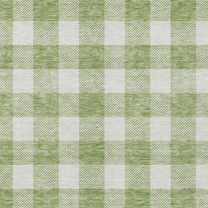 Tabselect Home Line 8' X 10' Artichoke Green And Gray Plaid Washable Indoor Outdoor Area Rug