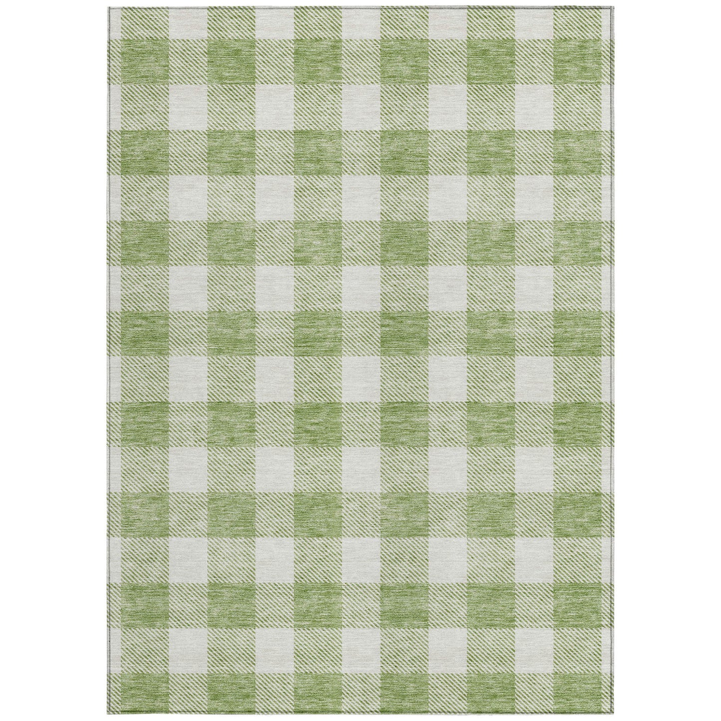 Tabselect Home Line 9' X 12' Artichoke Green And Gray Plaid Washable Indoor Outdoor Area Rug