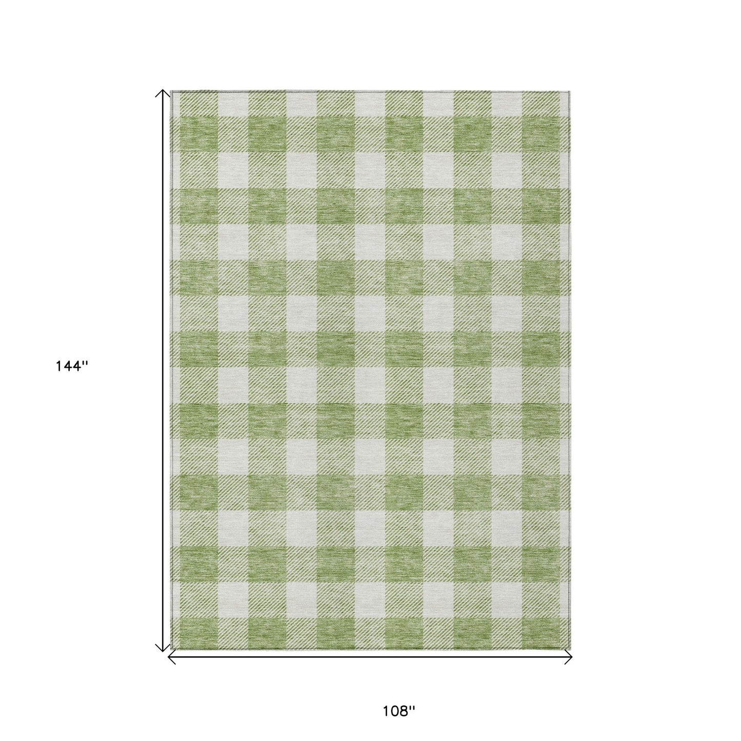 Tabselect Home Line 9' X 12' Artichoke Green And Gray Plaid Washable Indoor Outdoor Area Rug