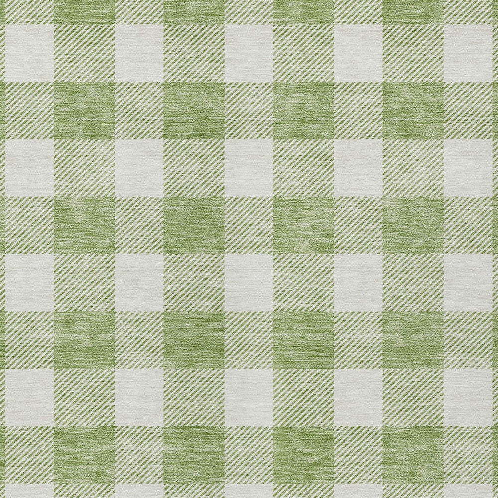 Tabselect Home Line 9' X 12' Artichoke Green And Gray Plaid Washable Indoor Outdoor Area Rug