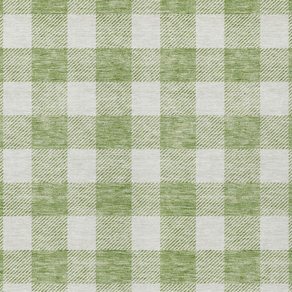 Tabselect Home Line 9' X 12' Artichoke Green And Gray Plaid Washable Indoor Outdoor Area Rug
