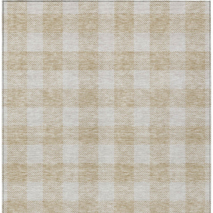 Tabselect Home Line 5' X 8' Beige And Gray Plaid Washable Indoor Outdoor Area Rug