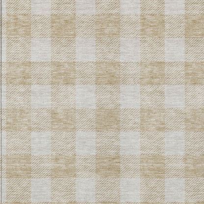 Tabselect Home Line 5' X 8' Beige And Gray Plaid Washable Indoor Outdoor Area Rug