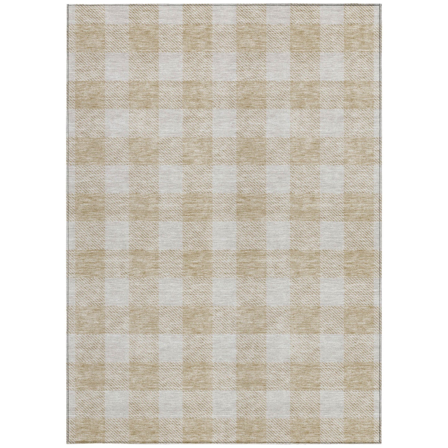 Tabselect Home Line 8' X 10' Beige And Gray Plaid Washable Indoor Outdoor Area Rug
