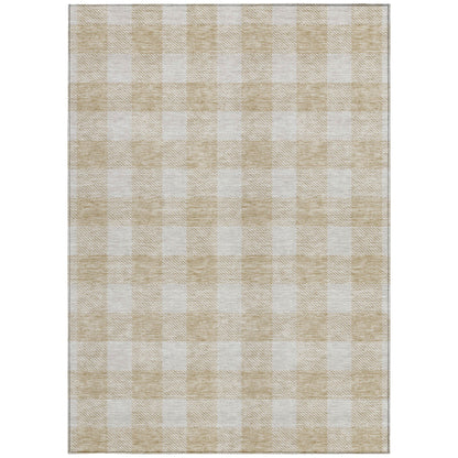 Tabselect Home Line 8' X 10' Beige And Gray Plaid Washable Indoor Outdoor Area Rug