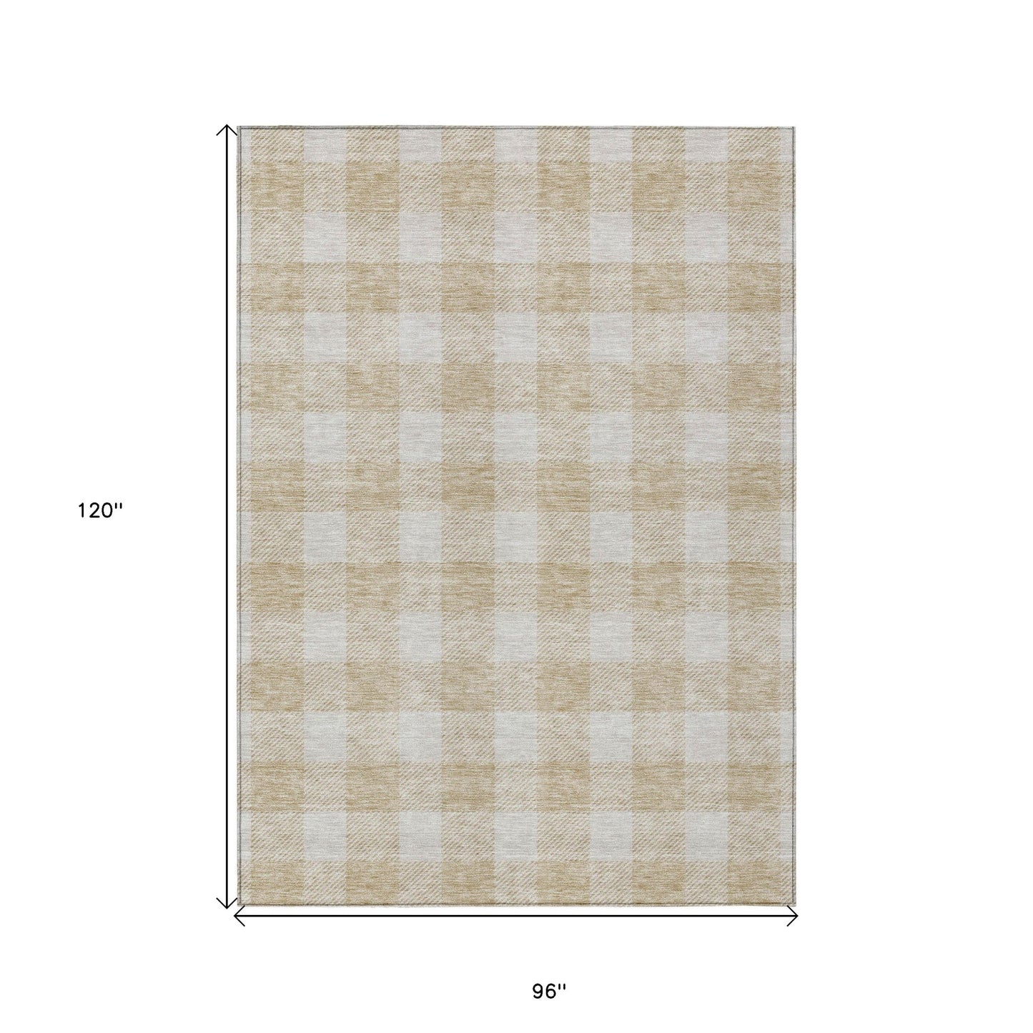 Tabselect Home Line 8' X 10' Beige And Gray Plaid Washable Indoor Outdoor Area Rug