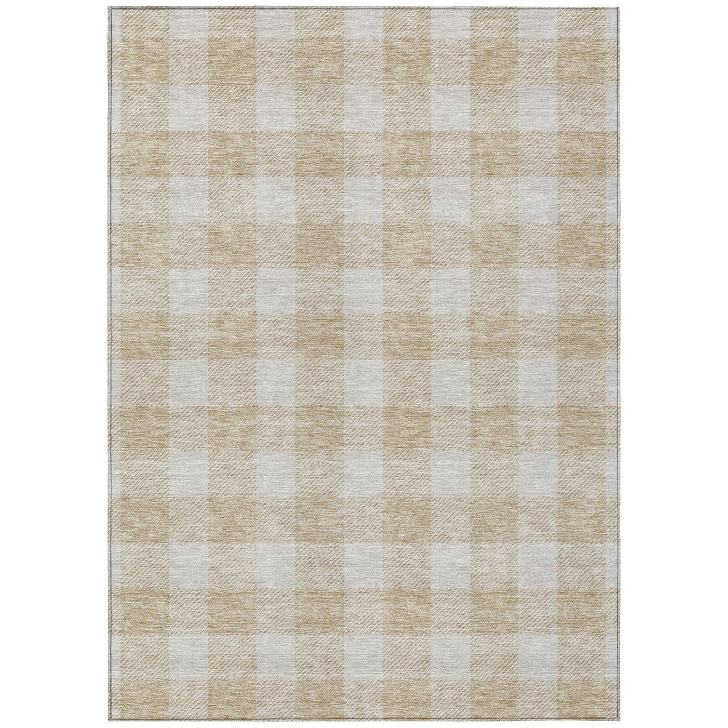 Tabselect Home Line 8' X 10' Beige And Gray Plaid Washable Indoor Outdoor Area Rug