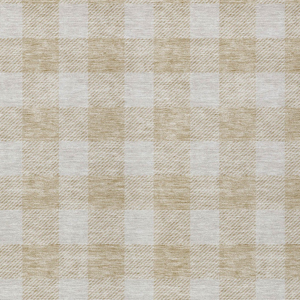 Tabselect Home Line 8' X 10' Beige And Gray Plaid Washable Indoor Outdoor Area Rug