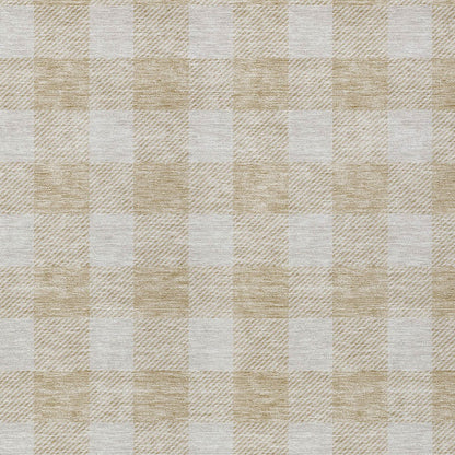 Tabselect Home Line 8' X 10' Beige And Gray Plaid Washable Indoor Outdoor Area Rug