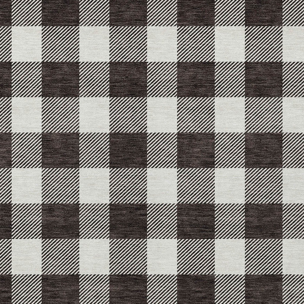 Tabselect Home Line 5' X 8' Black And Gray Plaid Washable Indoor Outdoor Area Rug