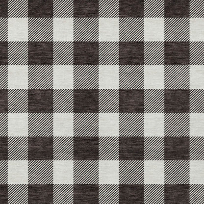 Tabselect Home Line 5' X 8' Black And Gray Plaid Washable Indoor Outdoor Area Rug