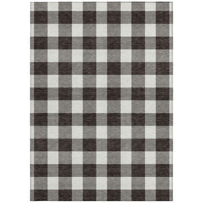 Tabselect Home Line 8' X 10' Black And Gray Plaid Washable Indoor Outdoor Area Rug