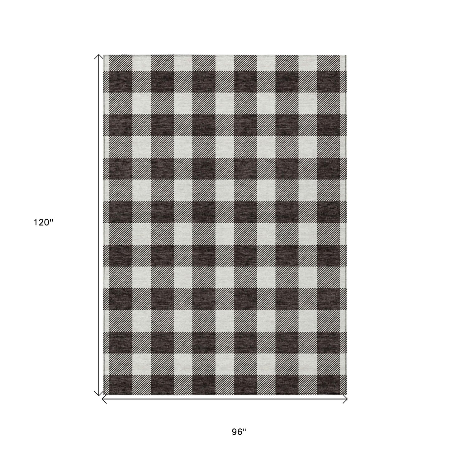 Tabselect Home Line 8' X 10' Black And Gray Plaid Washable Indoor Outdoor Area Rug