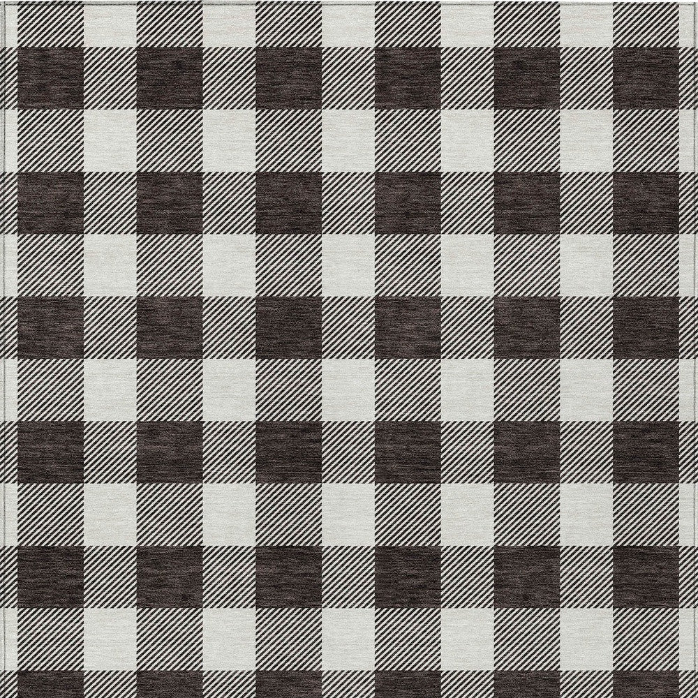 Tabselect Home Line 8' X 10' Black And Gray Plaid Washable Indoor Outdoor Area Rug