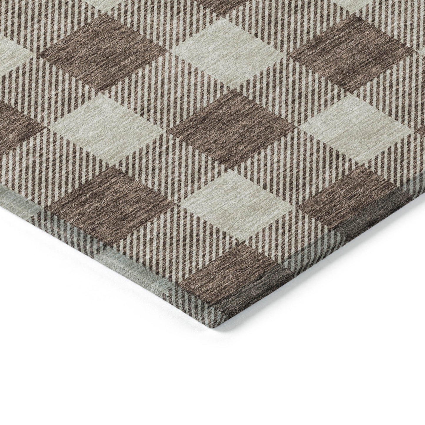 Tabselect Home Line 5' X 8' Brown And Beige Plaid Washable Indoor Outdoor Area Rug