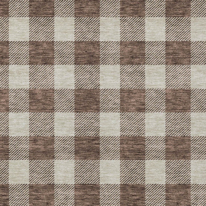 Tabselect Home Line 5' X 8' Brown And Beige Plaid Washable Indoor Outdoor Area Rug