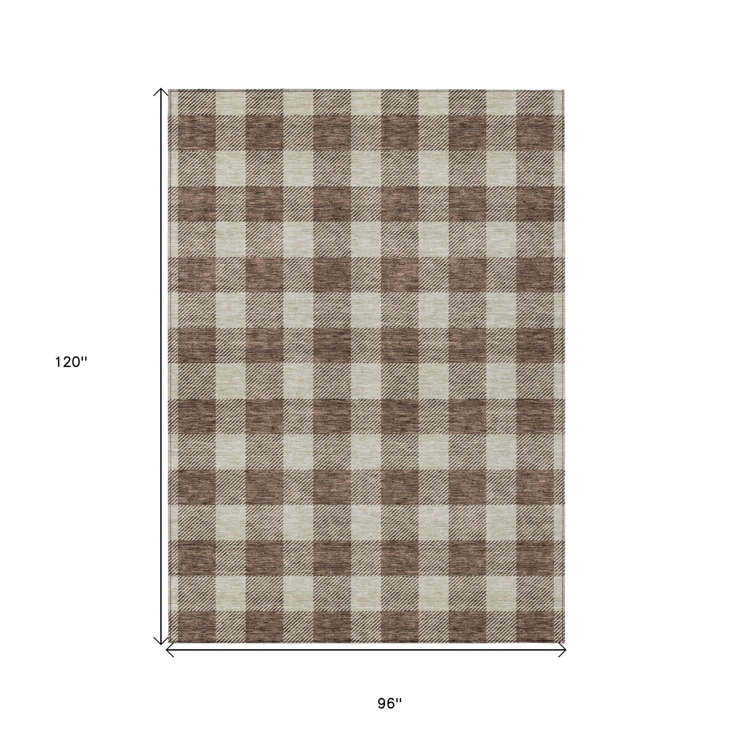 Tabselect Home Line 8' X 10' Brown And Beige Plaid Washable Indoor Outdoor Area Rug
