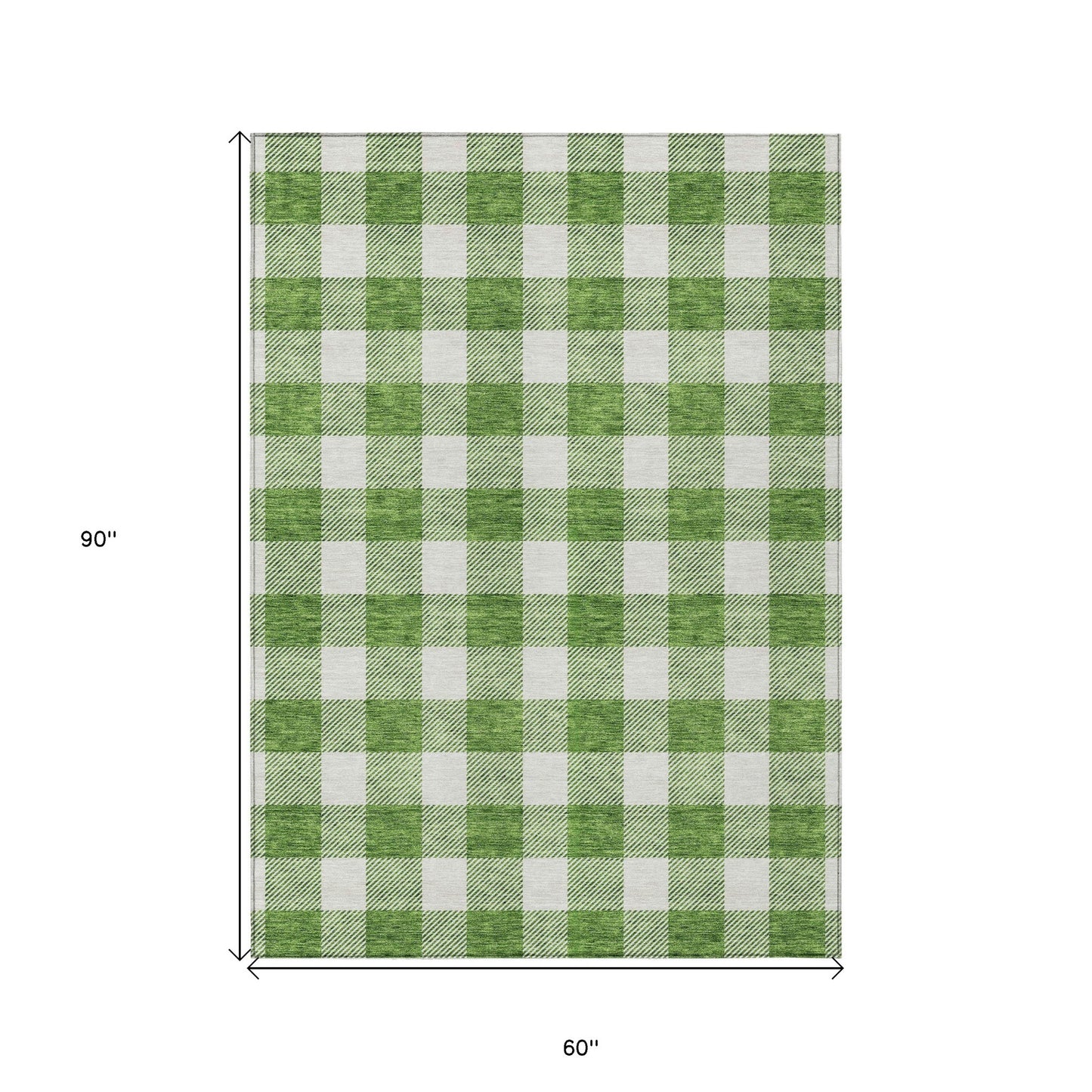 Tabselect Home Line 5' X 8' Green And Gray Plaid Washable Indoor Outdoor Area Rug