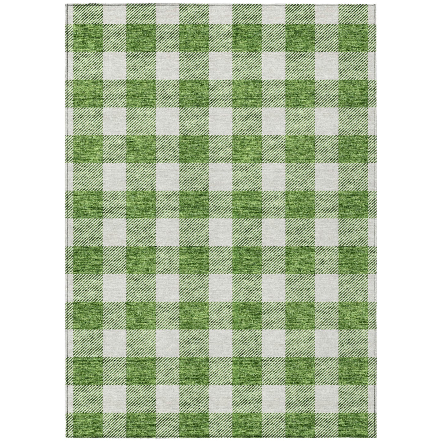 Tabselect Home Line 5' X 8' Green And Gray Plaid Washable Indoor Outdoor Area Rug