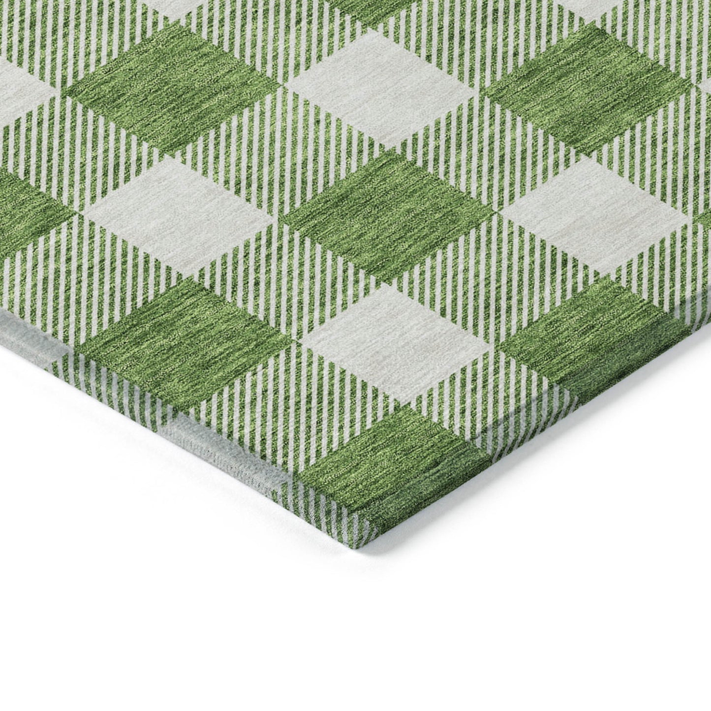 Tabselect Home Line 5' X 8' Green And Gray Plaid Washable Indoor Outdoor Area Rug