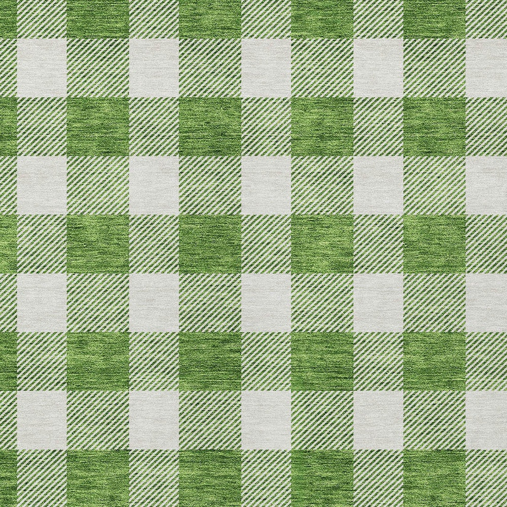 Tabselect Home Line 5' X 8' Green And Gray Plaid Washable Indoor Outdoor Area Rug