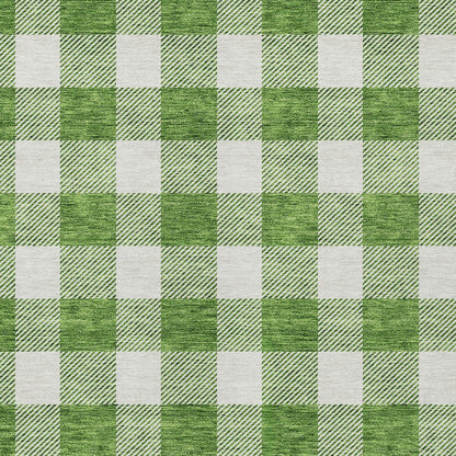 Tabselect Home Line 5' X 8' Green And Gray Plaid Washable Indoor Outdoor Area Rug