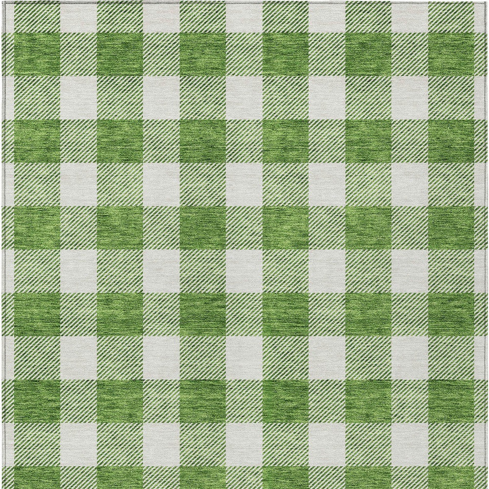 Tabselect Home Line 8' X 10' Green And Gray Plaid Washable Indoor Outdoor Area Rug