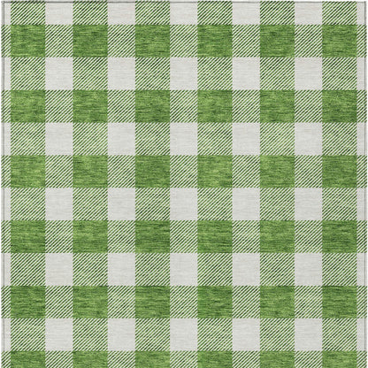 Tabselect Home Line 8' X 10' Green And Gray Plaid Washable Indoor Outdoor Area Rug