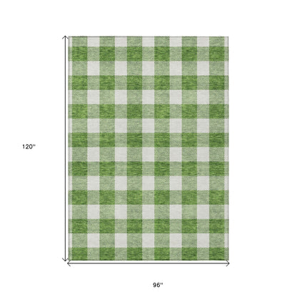 Tabselect Home Line 8' X 10' Green And Gray Plaid Washable Indoor Outdoor Area Rug