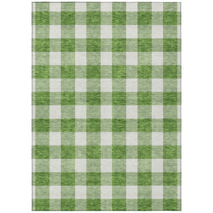 Tabselect Home Line 8' X 10' Green And Gray Plaid Washable Indoor Outdoor Area Rug