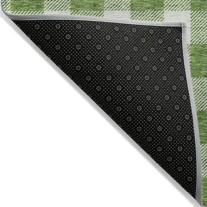Tabselect Home Line 8' X 10' Green And Gray Plaid Washable Indoor Outdoor Area Rug