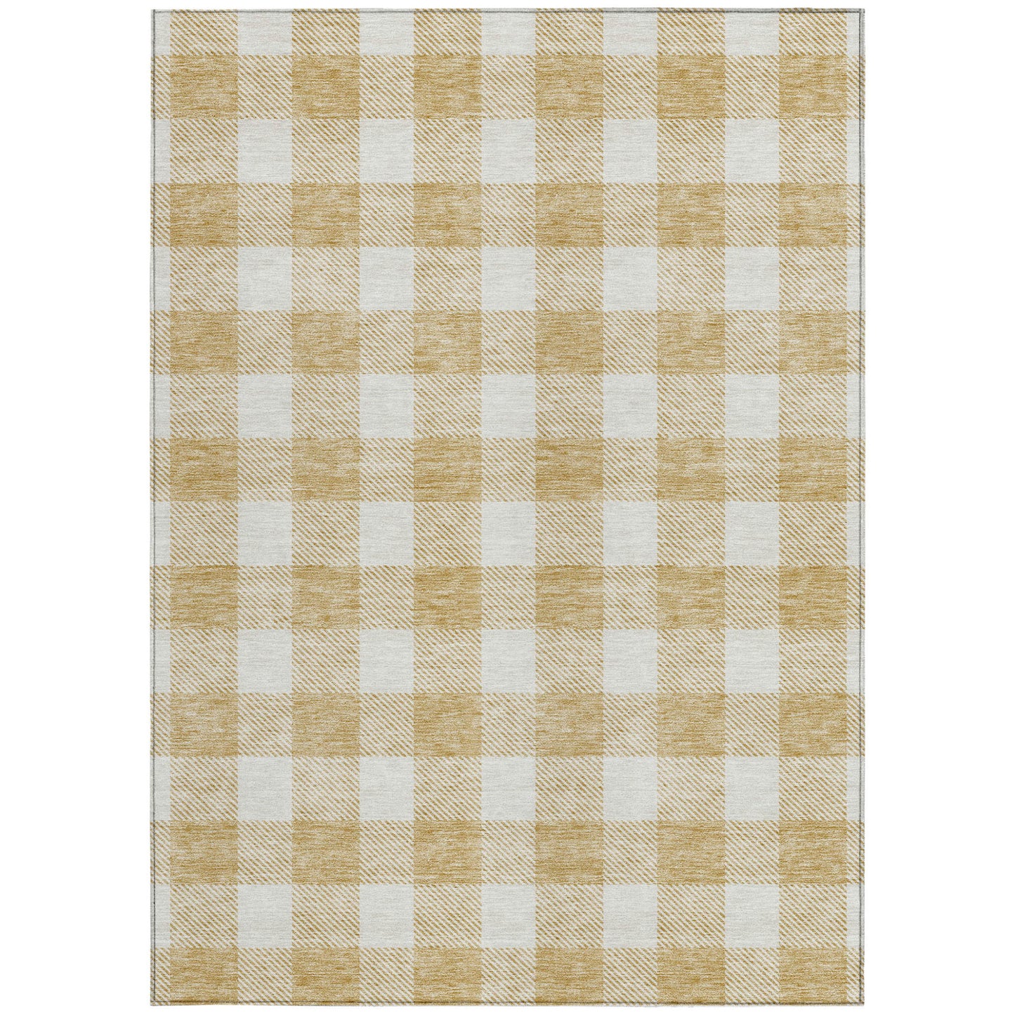 Tabselect Home Line 5' X 8' Gold And Beige Plaid Washable Indoor Outdoor Area Rug