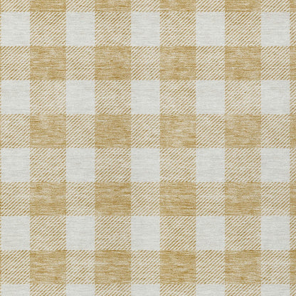Tabselect Home Line 5' X 8' Gold And Beige Plaid Washable Indoor Outdoor Area Rug