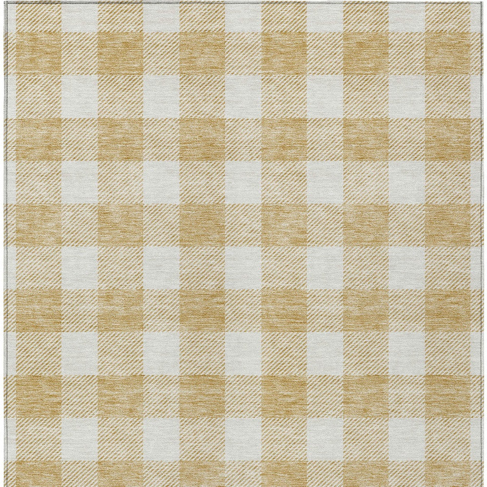 Tabselect Home Line 8' X 10' Gold Plaid Washable Indoor Outdoor Area Rug