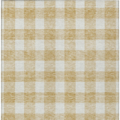Tabselect Home Line 8' X 10' Gold Plaid Washable Indoor Outdoor Area Rug