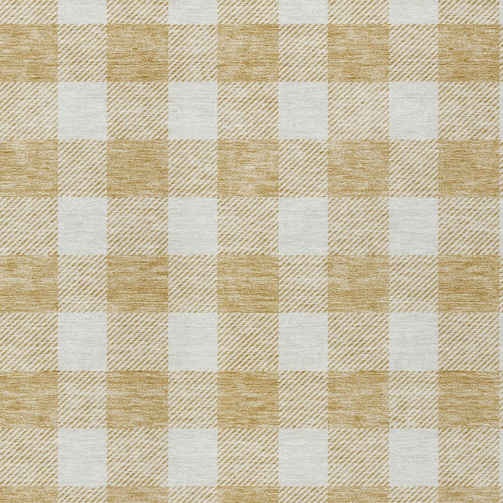 Tabselect Home Line 8' X 10' Gold Plaid Washable Indoor Outdoor Area Rug