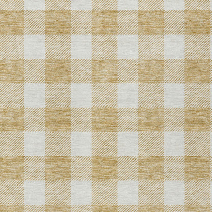 Tabselect Home Line 8' X 10' Gold Plaid Washable Indoor Outdoor Area Rug