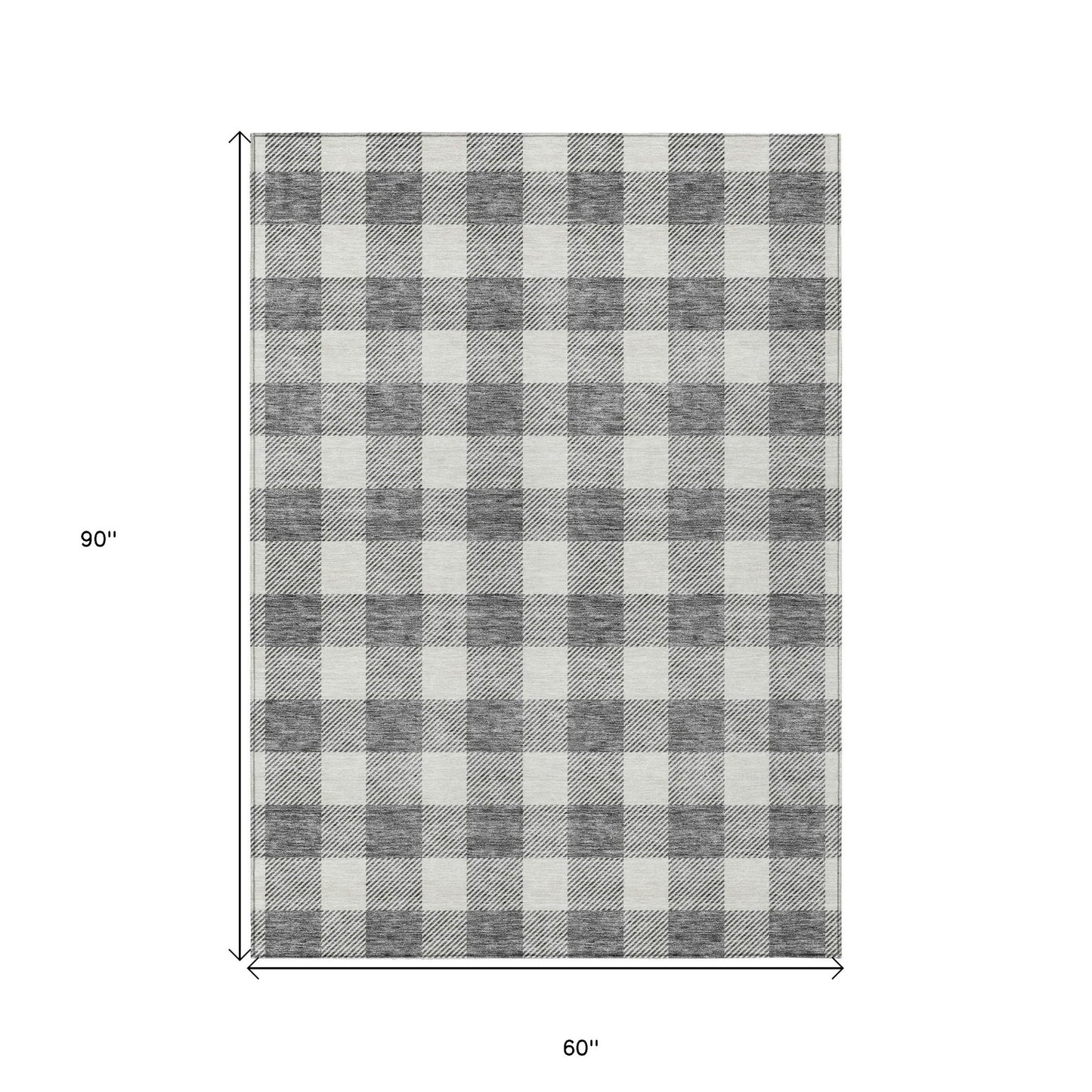 Tabselect Home Line 5' X 8' Gray And Charcoal Plaid Washable Indoor Outdoor Area Rug