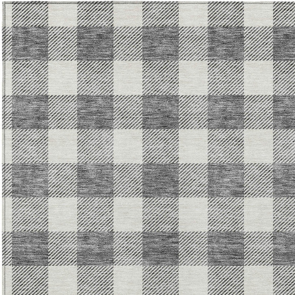 Tabselect Home Line 5' X 8' Gray And Charcoal Plaid Washable Indoor Outdoor Area Rug