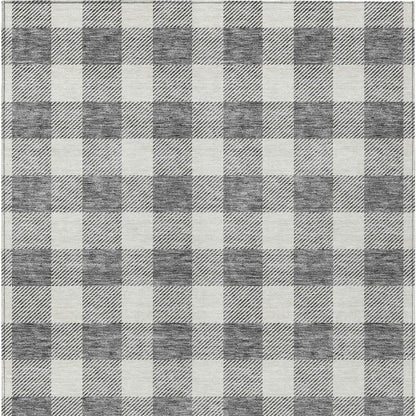 Tabselect Home Line 8' X 10' Gray And Charcoal Plaid Washable Indoor Outdoor Area Rug