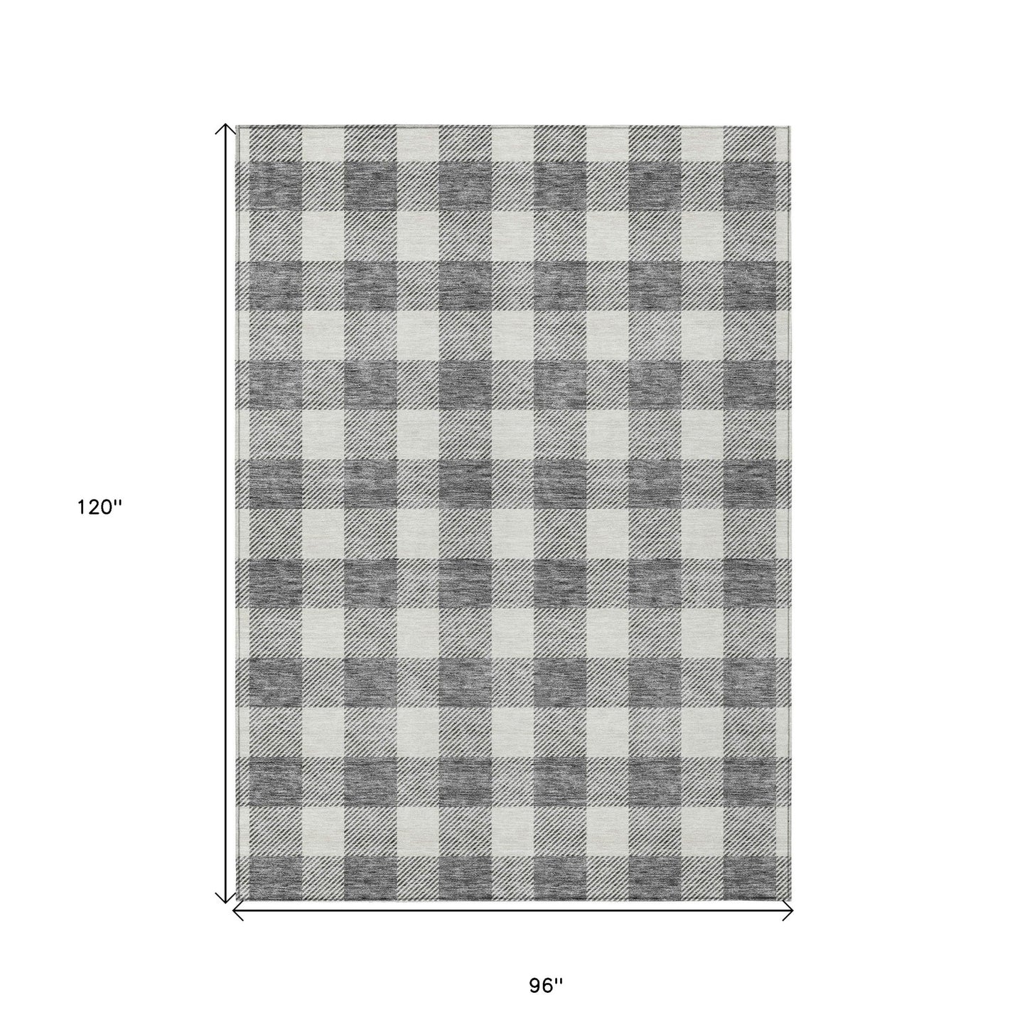 Tabselect Home Line 8' X 10' Gray And Charcoal Plaid Washable Indoor Outdoor Area Rug