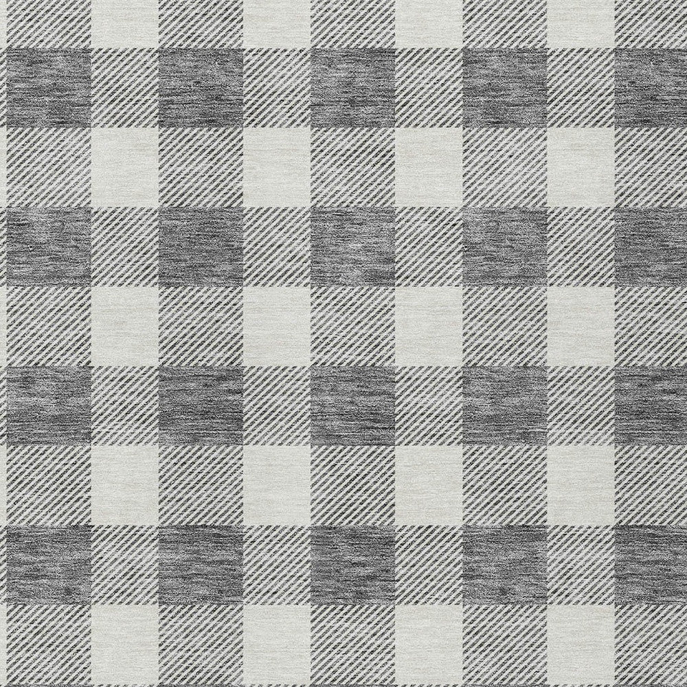 Tabselect Home Line 8' X 10' Gray And Charcoal Plaid Washable Indoor Outdoor Area Rug