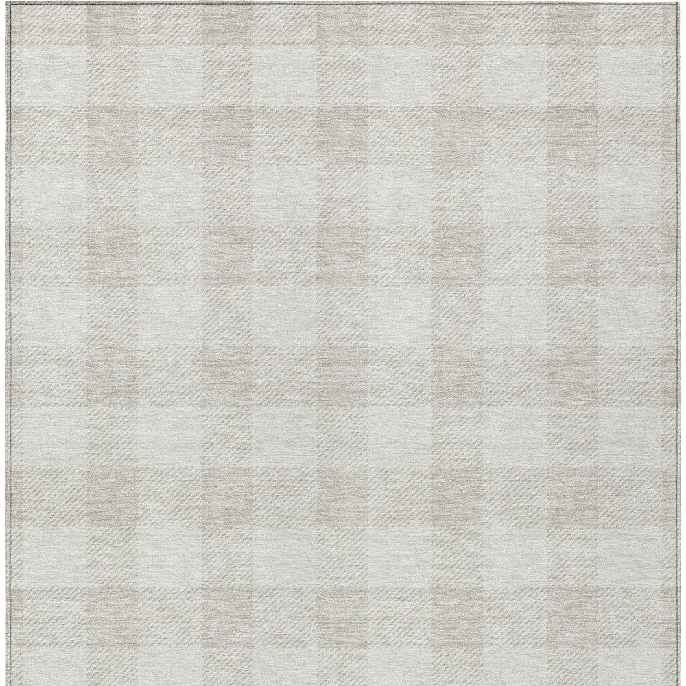 Tabselect Home Line 5' X 8' Ivory And Beige Plaid Washable Indoor Outdoor Area Rug