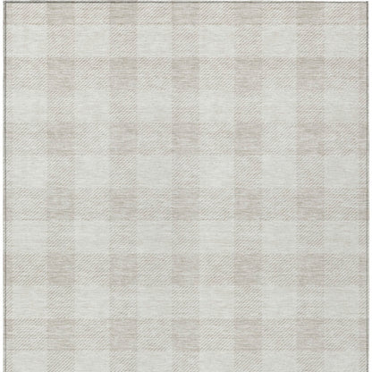 Tabselect Home Line 5' X 8' Ivory And Beige Plaid Washable Indoor Outdoor Area Rug