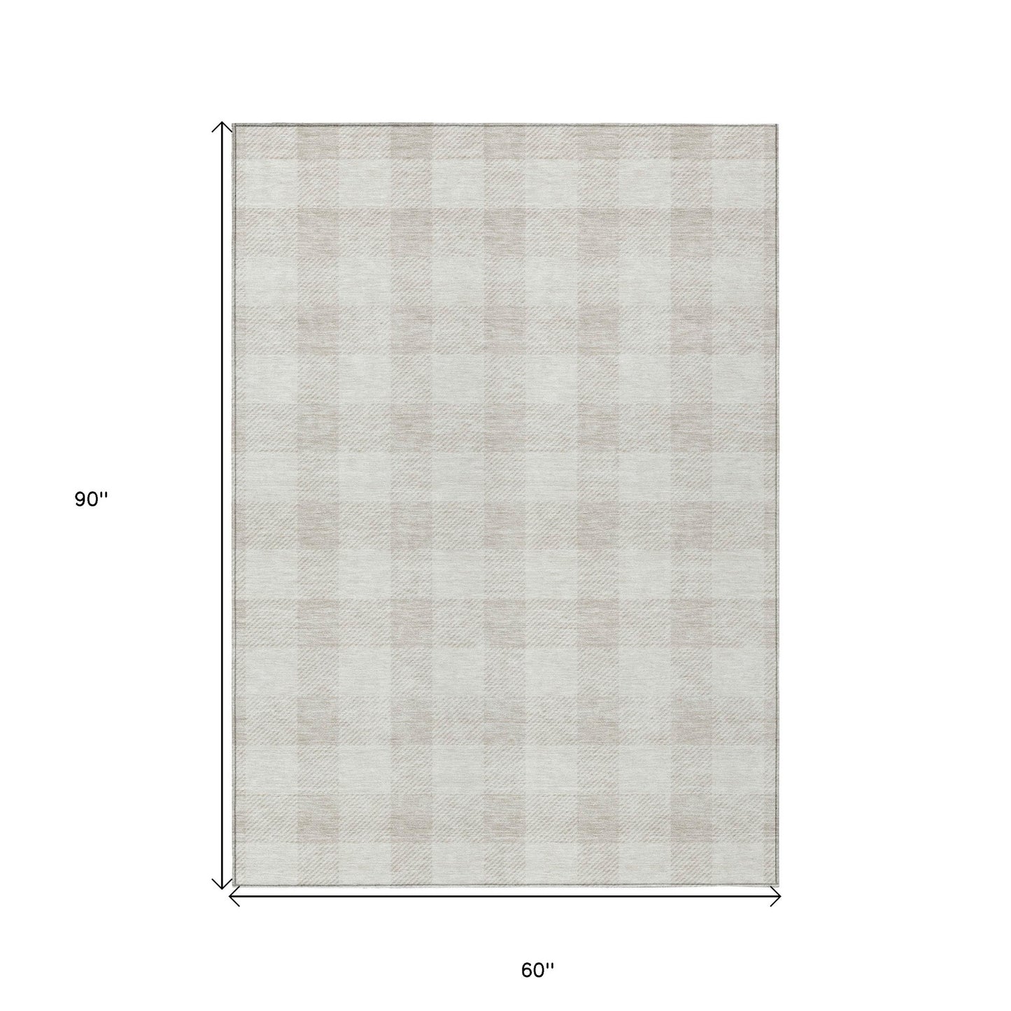 Tabselect Home Line 5' X 8' Ivory And Beige Plaid Washable Indoor Outdoor Area Rug