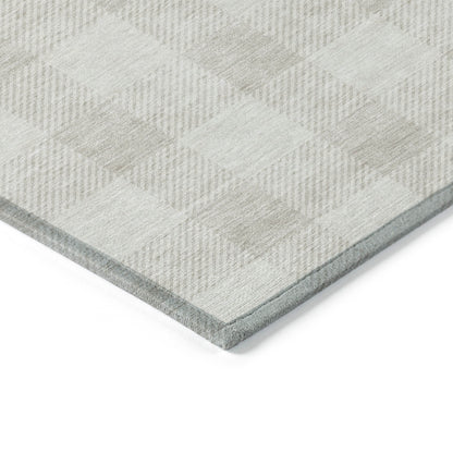 Tabselect Home Line 5' X 8' Ivory And Beige Plaid Washable Indoor Outdoor Area Rug
