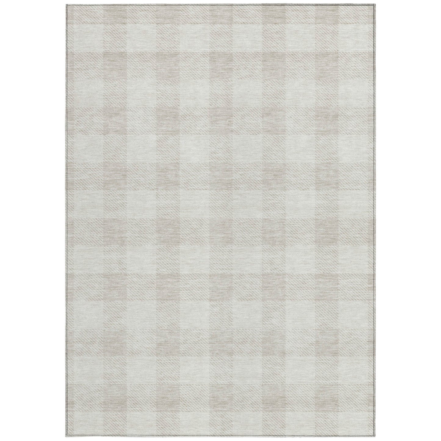 Tabselect Home Line 8' X 10' Ivory And Beige Plaid Washable Indoor Outdoor Area Rug