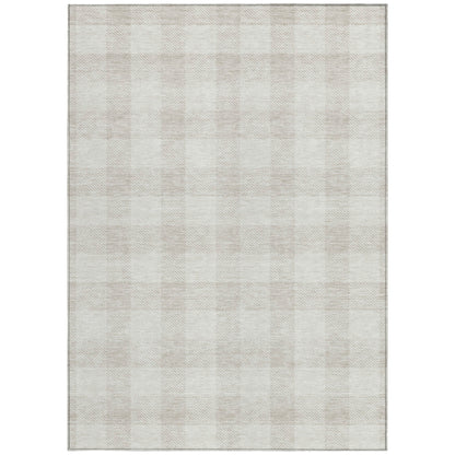 Tabselect Home Line 8' X 10' Ivory And Beige Plaid Washable Indoor Outdoor Area Rug